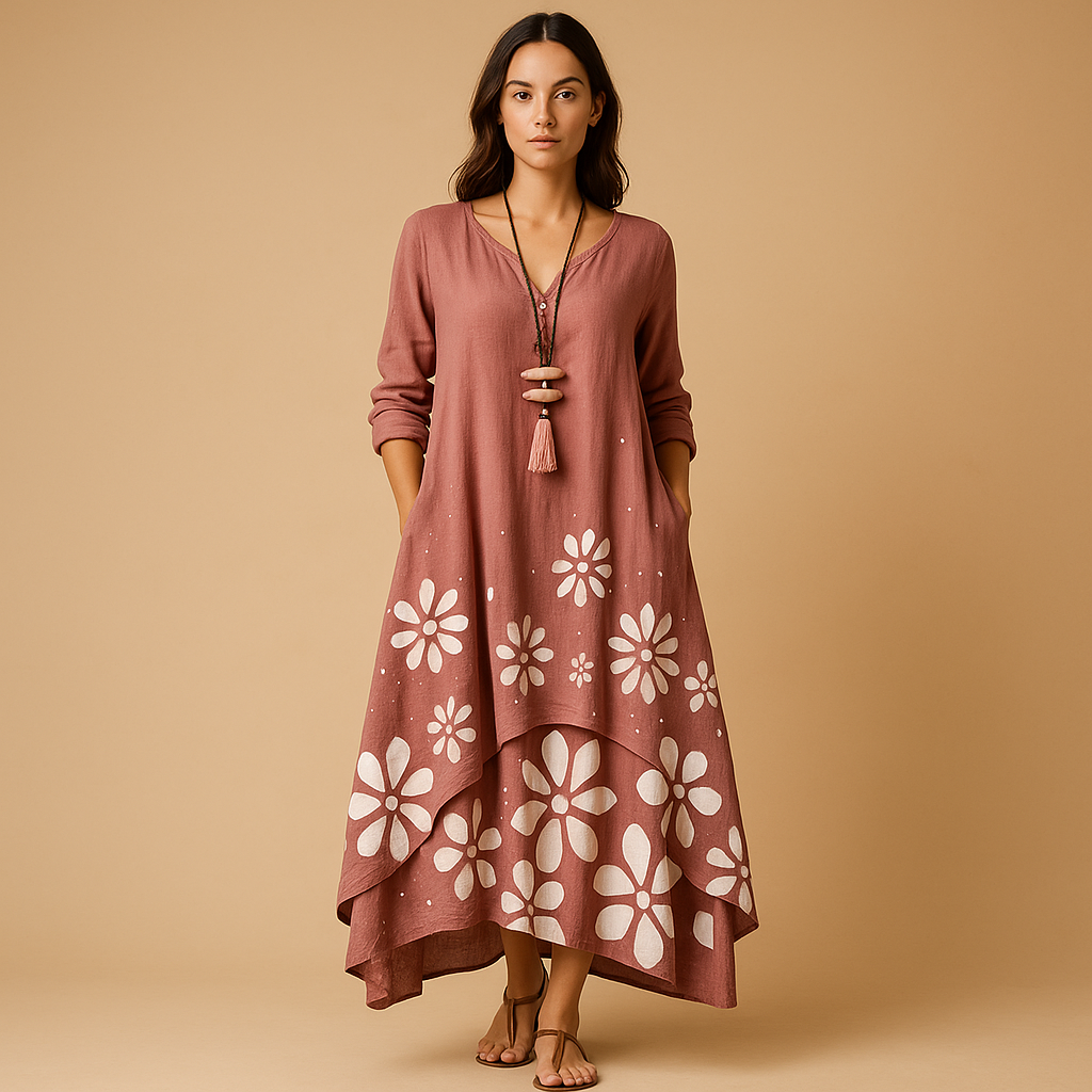 Women’s breathable cotton A-line dress with minimalist design and flattering fit, ideal for office wear, daily outfits and formal occasions.