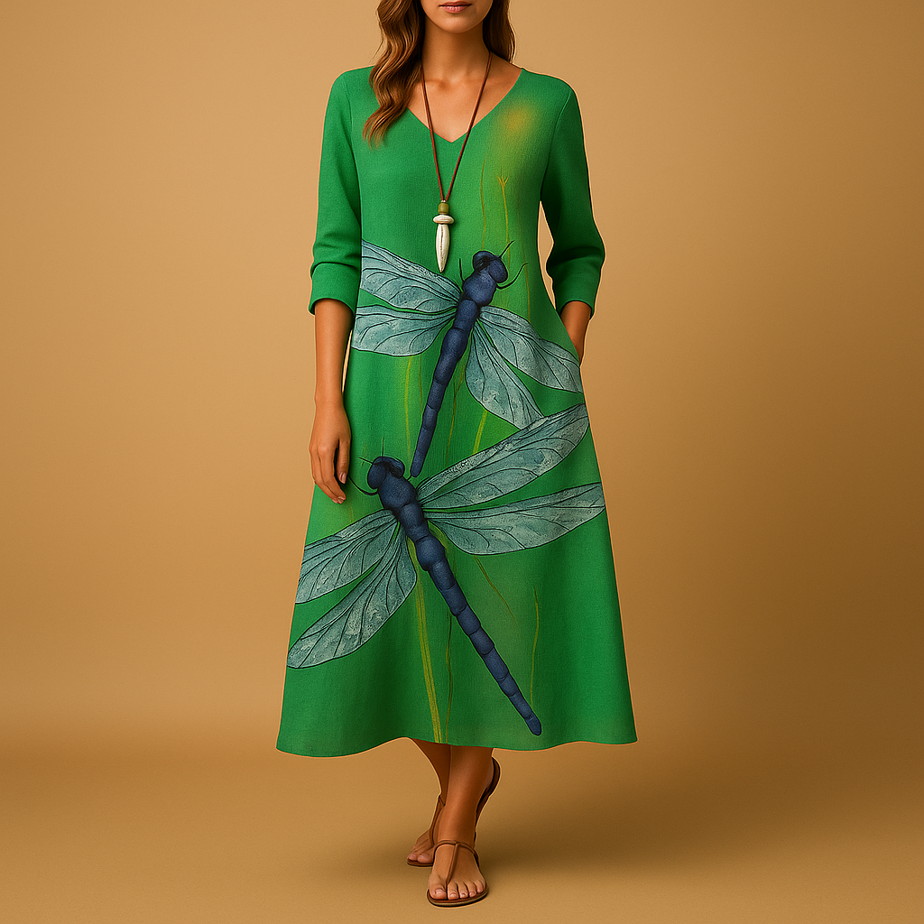 Women’s cotton A-line midi dress with a lightweight breathable design, perfect for everyday wear, office outfits, and semi-formal occasions.