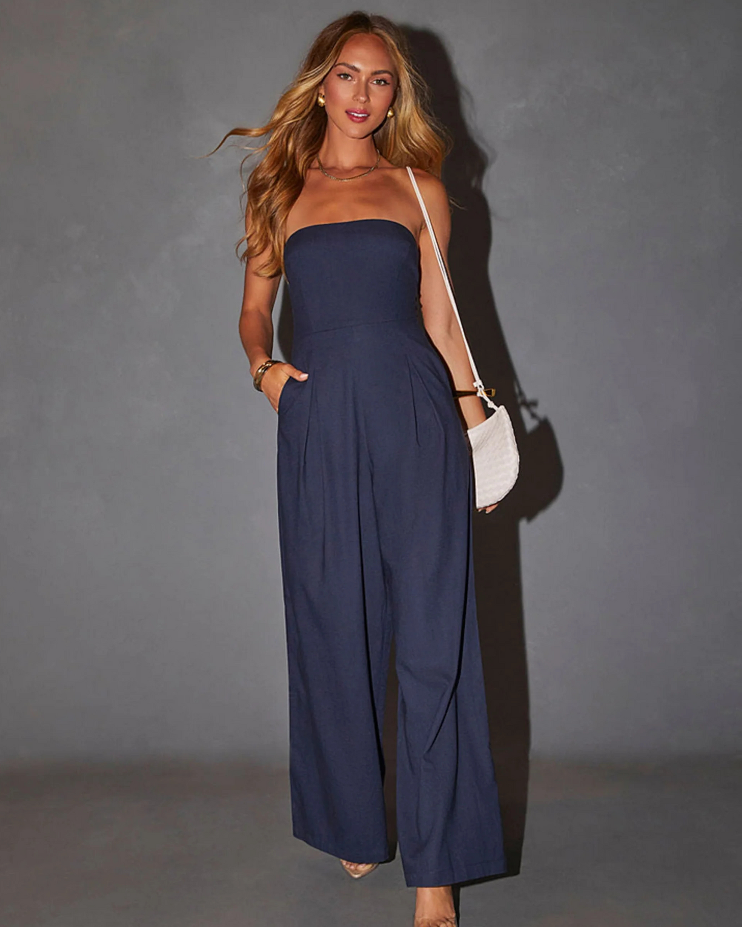 Image of Courtney | Women's Strapless Wide Leg Jumpsuit