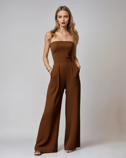 Image of Courtney | Women's Strapless Wide Leg Jumpsuit