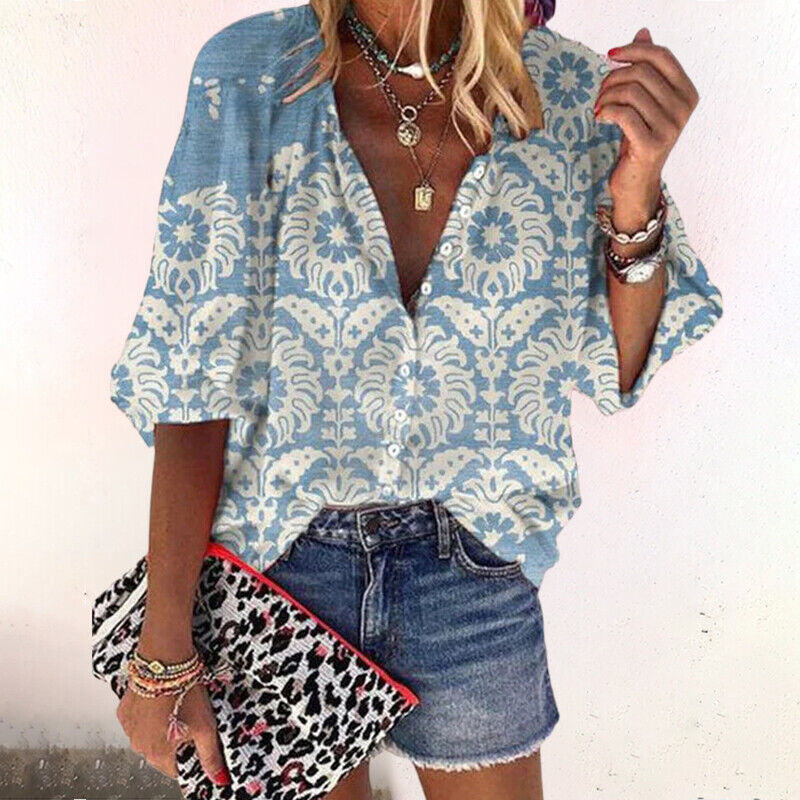 Image of Crystal | Women's Floral Print Button-Down Shirt
