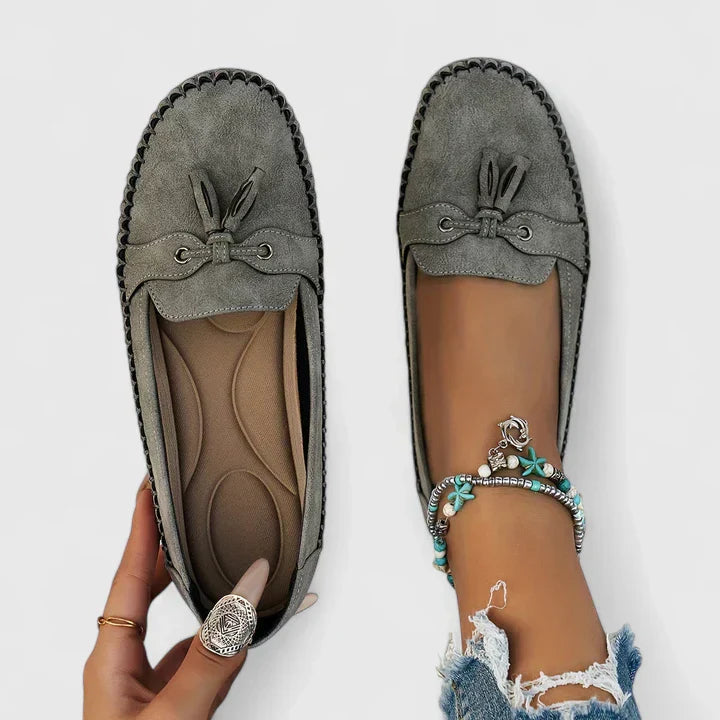 Women's Suede Slip-On Loafers Flat Shoes Brown - Vonnera