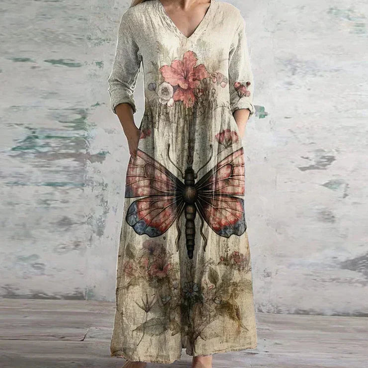 Women's Maxi Dress Patchwork Panels