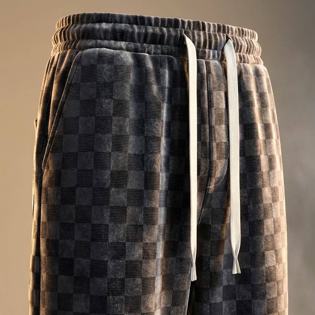 Matt Checkered Corduroy Sweatpants