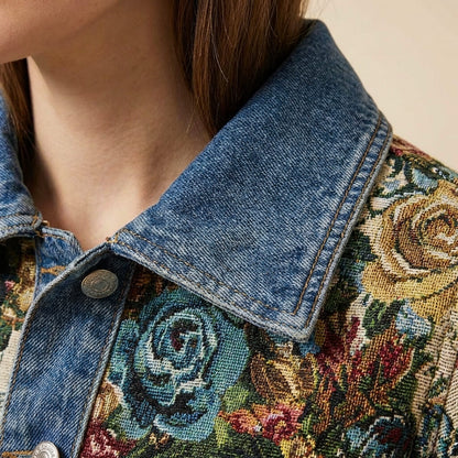 Camellia Floral Denim Jacket