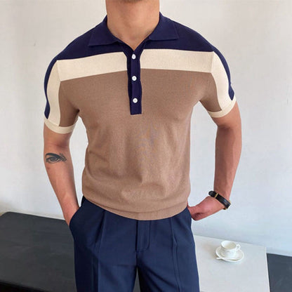 Men's Short Sleeve Polo Shirt Color Block - Vonnera