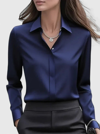 Reese Women's Button Down Shirt Cotton Concealed Placket White - Vonnera