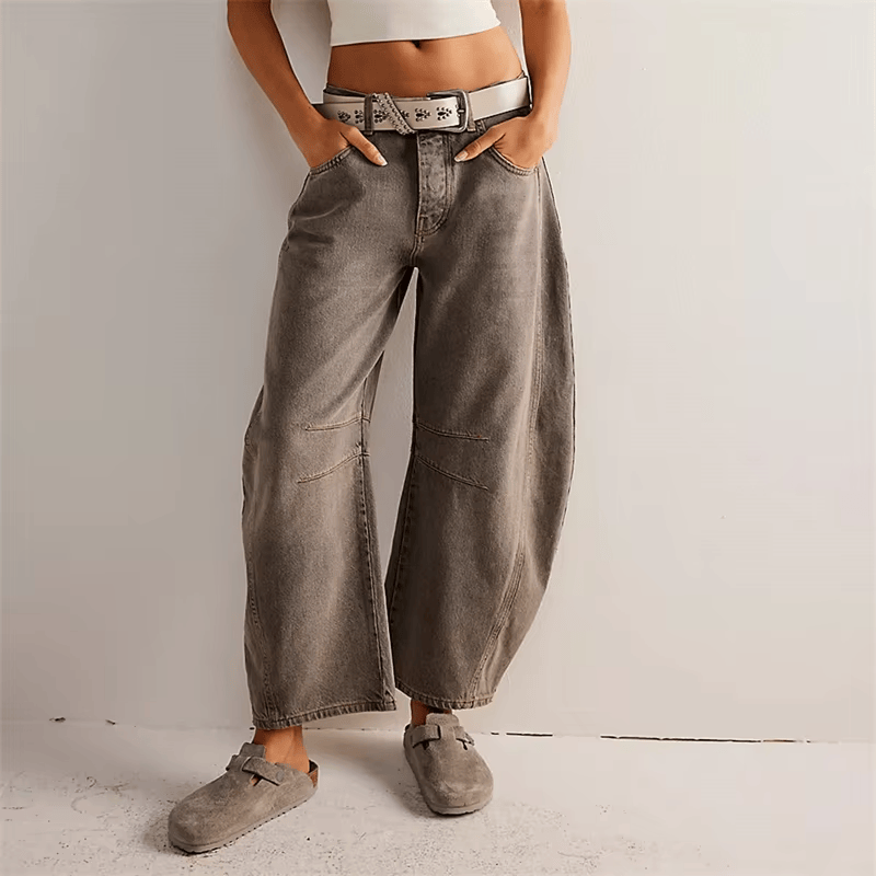 Mid-Rise Barrel Denim Jeans
