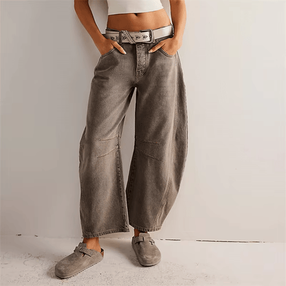 Mid-Rise Barrel Denim Jeans
