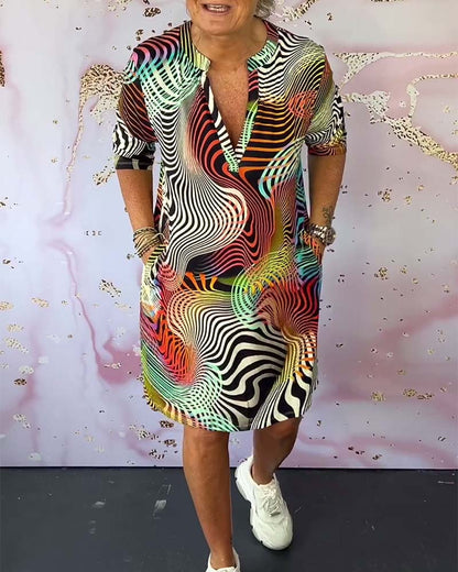 Women's V-Neck Dress Colorful - Vonnera
