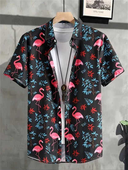 Men's Hawaiian Shirt 3D Floral Print Vibrant