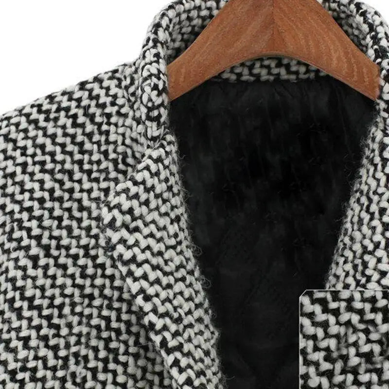 Women's Houndstooth Winter Coat Button Closure