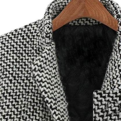 Women's Houndstooth Winter Coat Button Closure