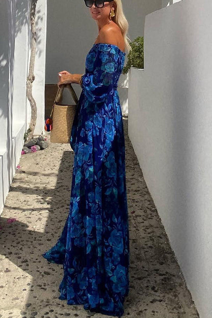 Women's Floral Maxi Dress Off Shoulder Flowy Evening