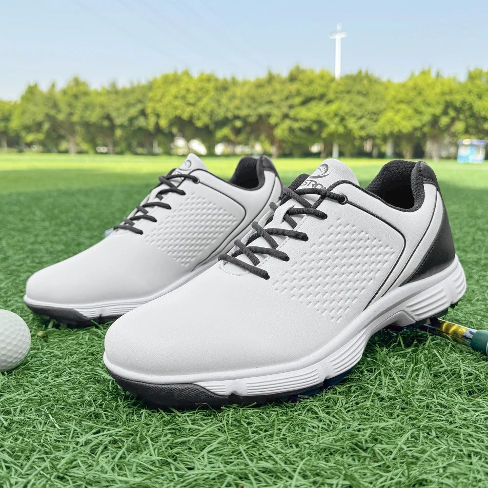 Mens Golf Shoes Waterproof Leather Black