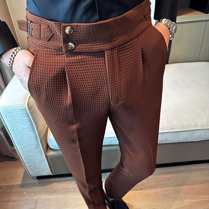 Men's Pleated Trousers Textured Front