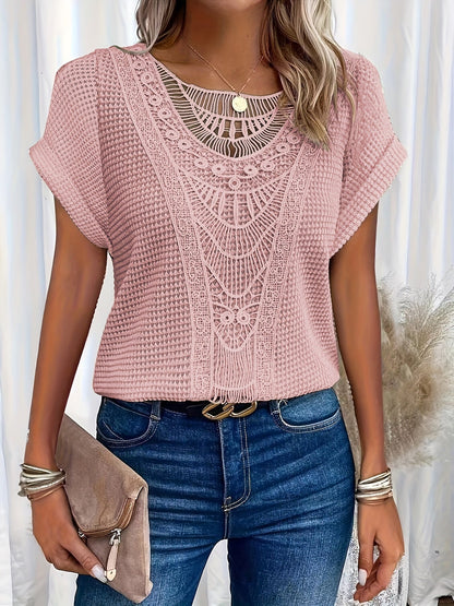 Women's Lace Trim Round Neck