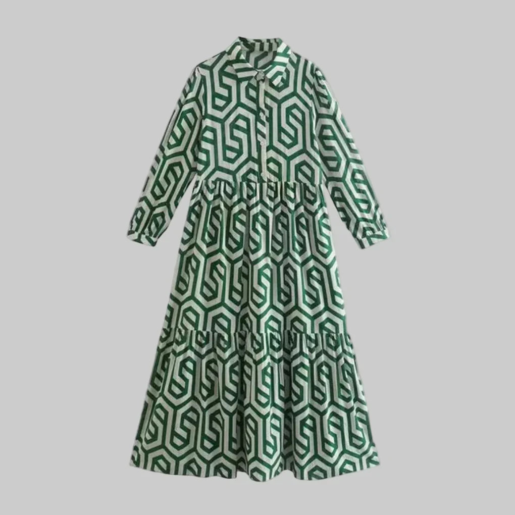 Women's Geometric Long Sleeve Dress - Vonnera