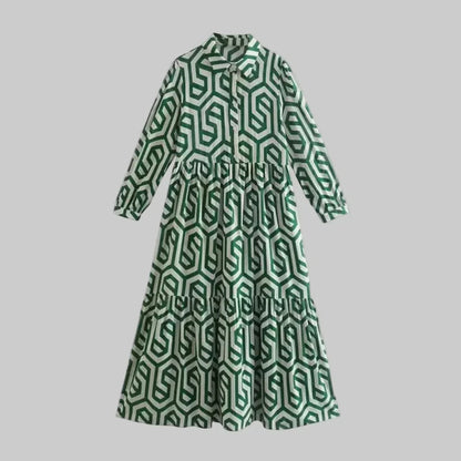 Women's Geometric Long Sleeve Dress - Vonnera
