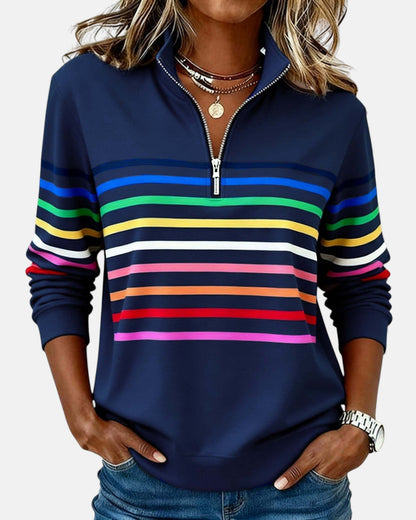 Rainbow Striped Zip Up Sweatshirt