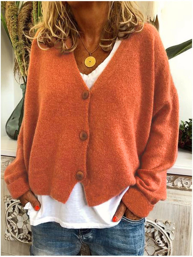 Women's Soft Knit V-Neck Cardigan Sweater Relaxed Fit - Vonnera