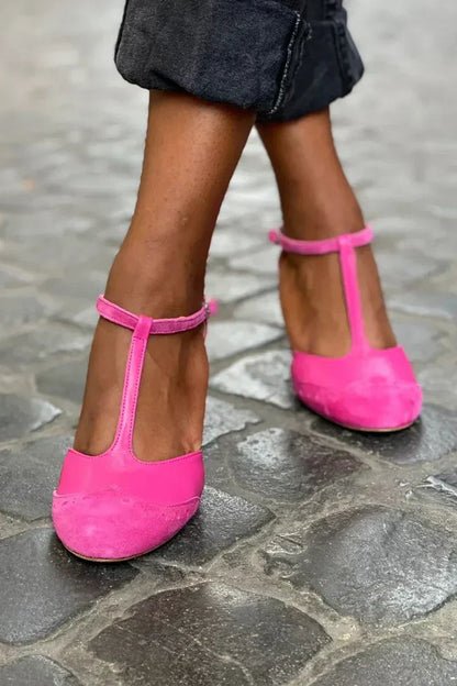 Women's Block Heel T-Strap Sandals - Vonnera