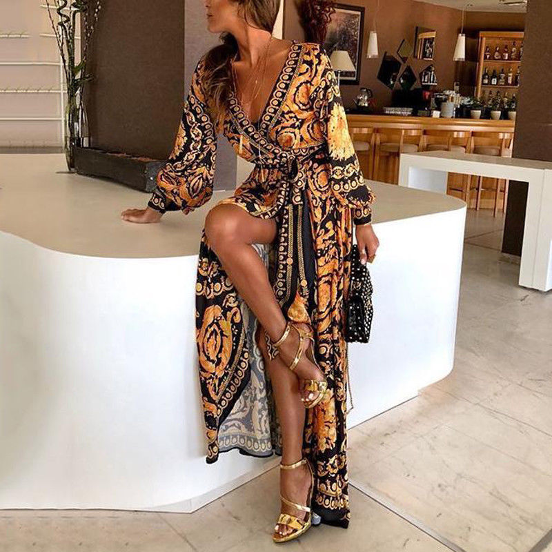 Women's Long Sleeve Maxi Wrap Dress - Vonnera