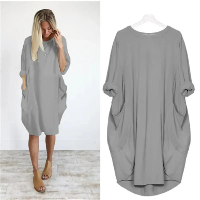 Women's Loose Fit Dress With Oversized Pockets