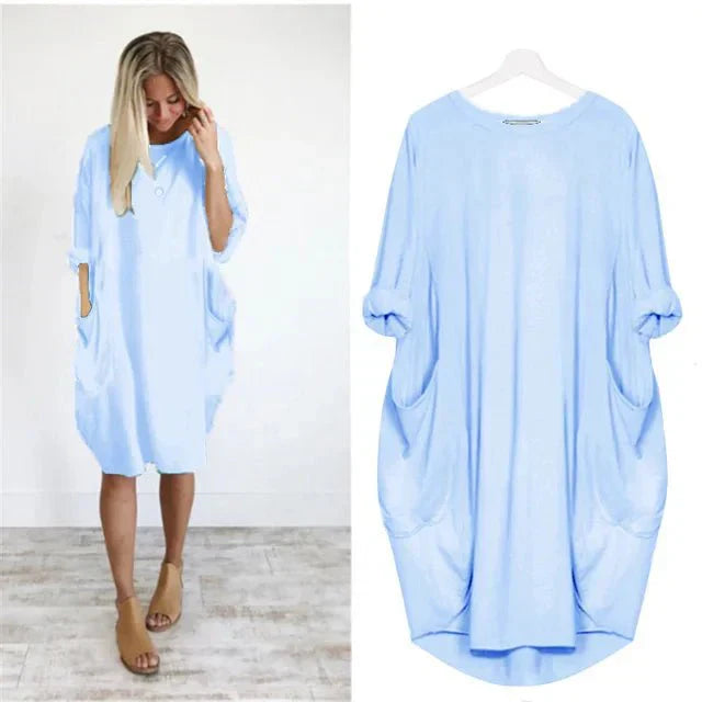 Women's Loose Fit Dress With Oversized Pockets