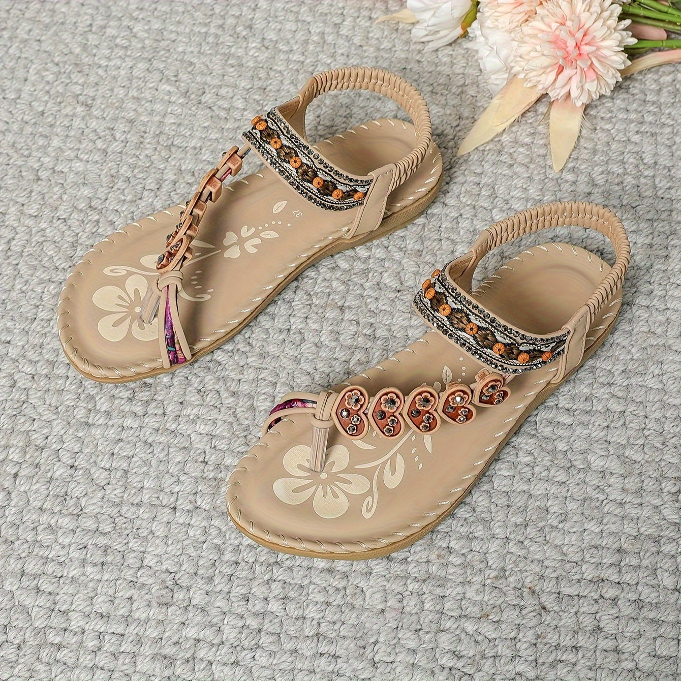 Image of Dana | Women's Toe-Post Embellished Sandals