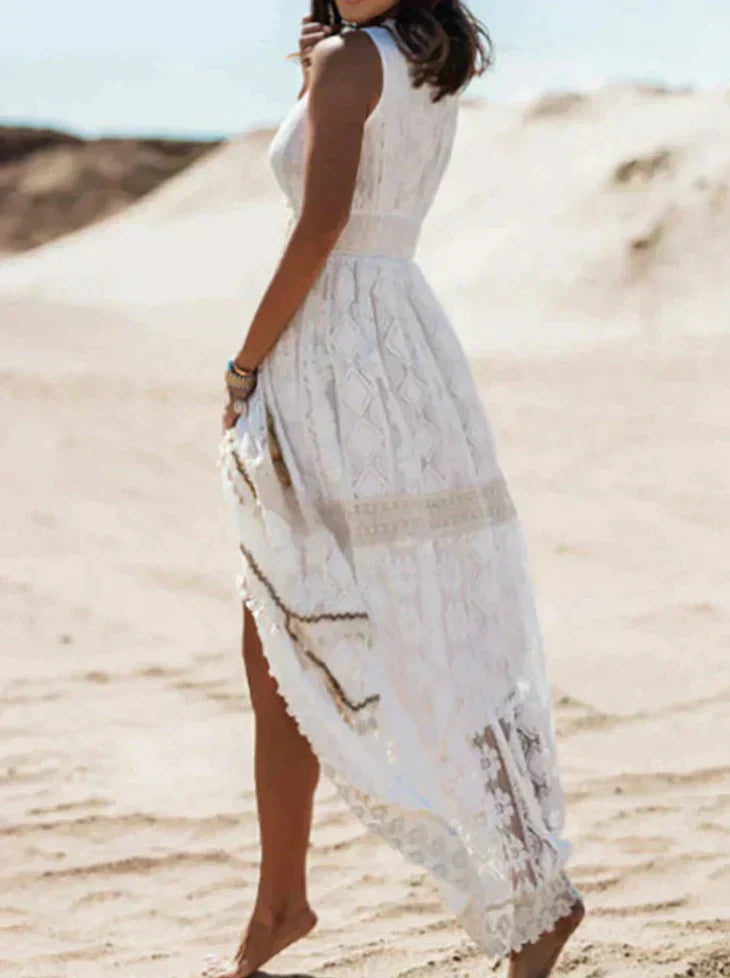 Women's Lace A-Line Maxi Dress Sleeveless