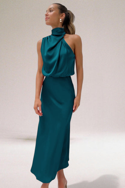 Image of Danielle | Women's Sleeveless Halter Midi Dress