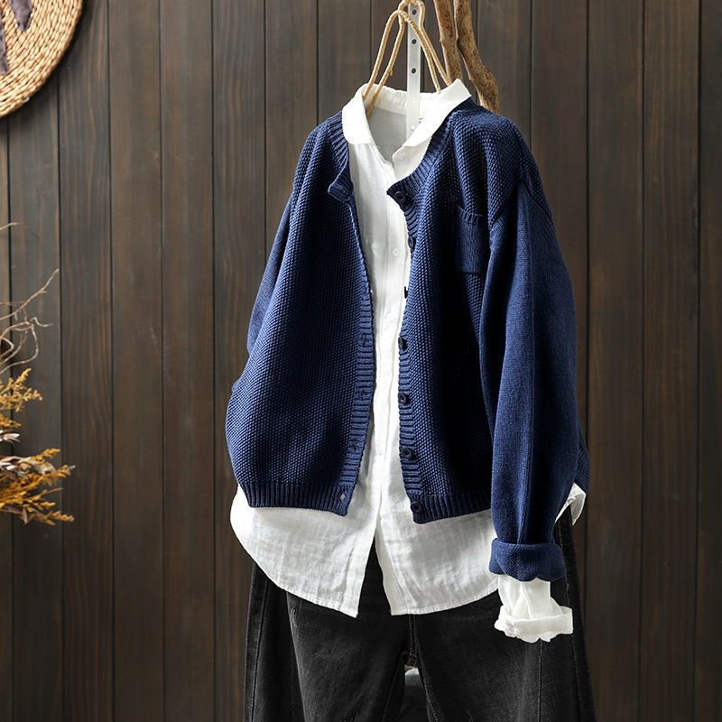 Women's Oversized Knit Cardigan With Pockets Button Front