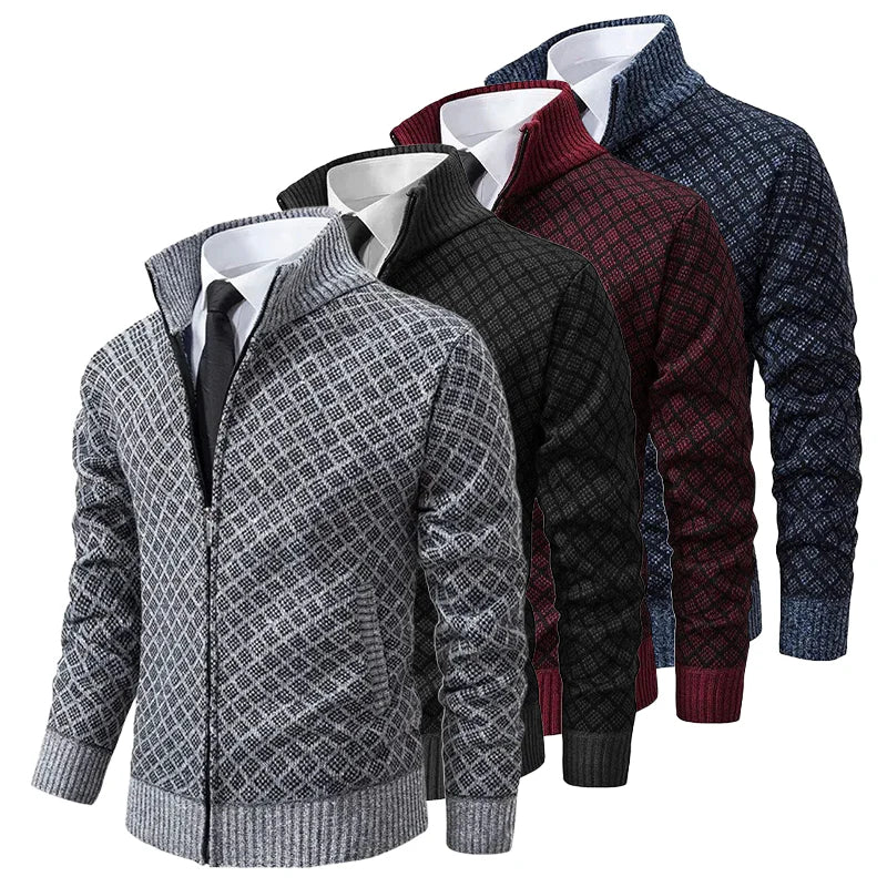 Men's Zip Front Cardigan Stand Collar