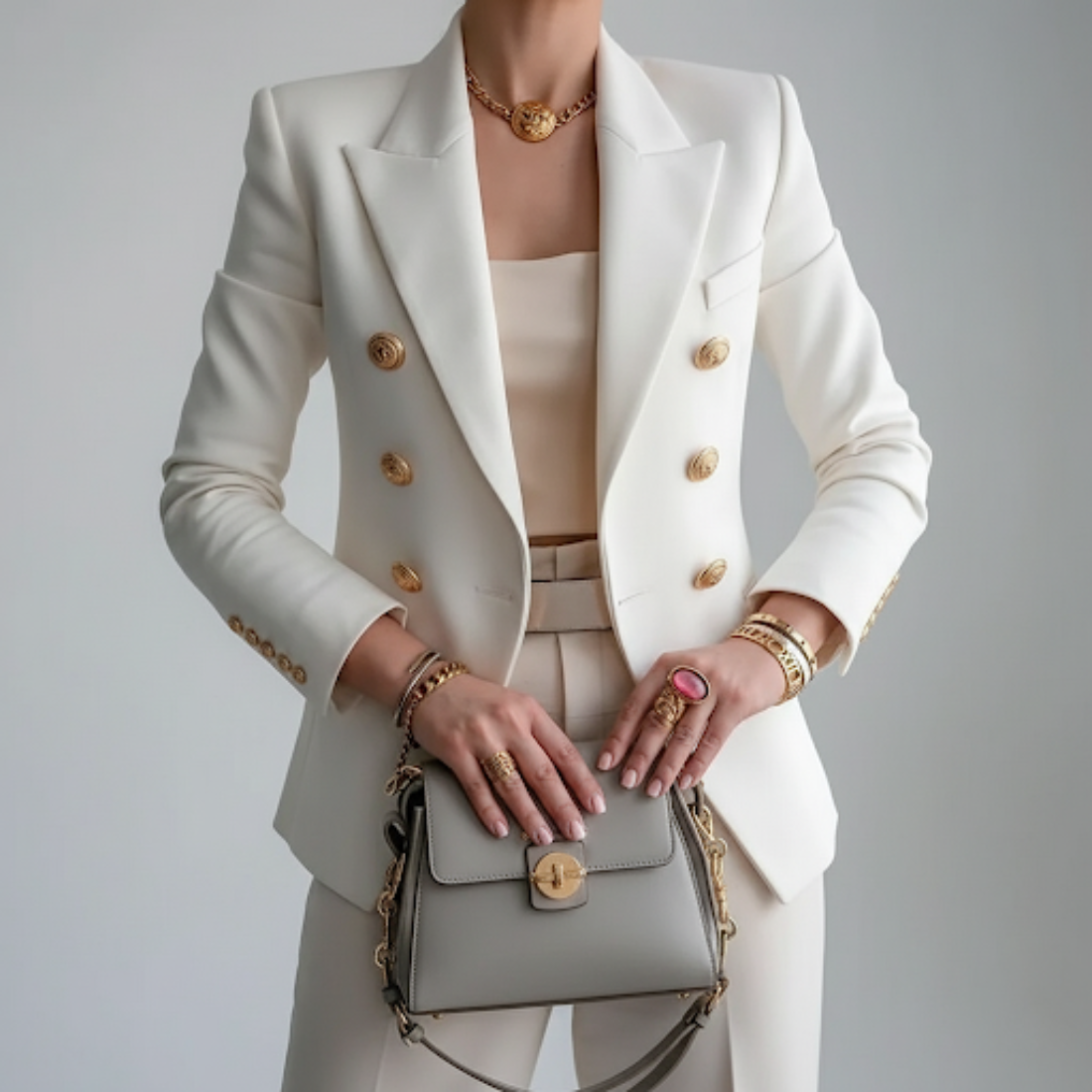 Women's Fitted Double-Breasted Blazer - Vonnera