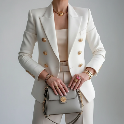 Women's Fitted Double-Breasted Blazer - Vonnera