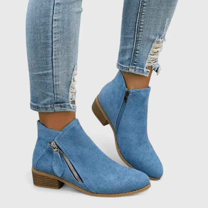 Women's Ankle Boots Side Zipper Heel - Vonnera