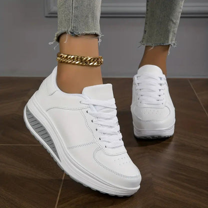 Women's Leather Platform Flat Shoes