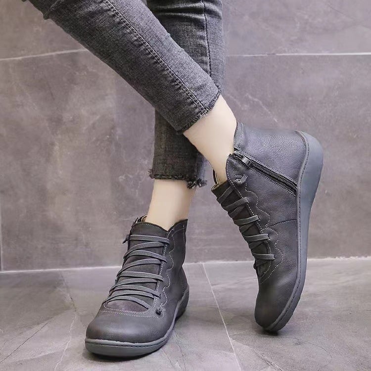 Women's Lace Up Ankle Boots Flat Low Heel