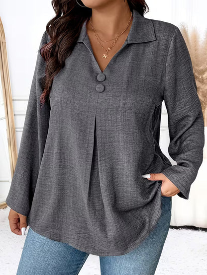 Women's Long Sleeve Blouse Button Front - Vonnera
