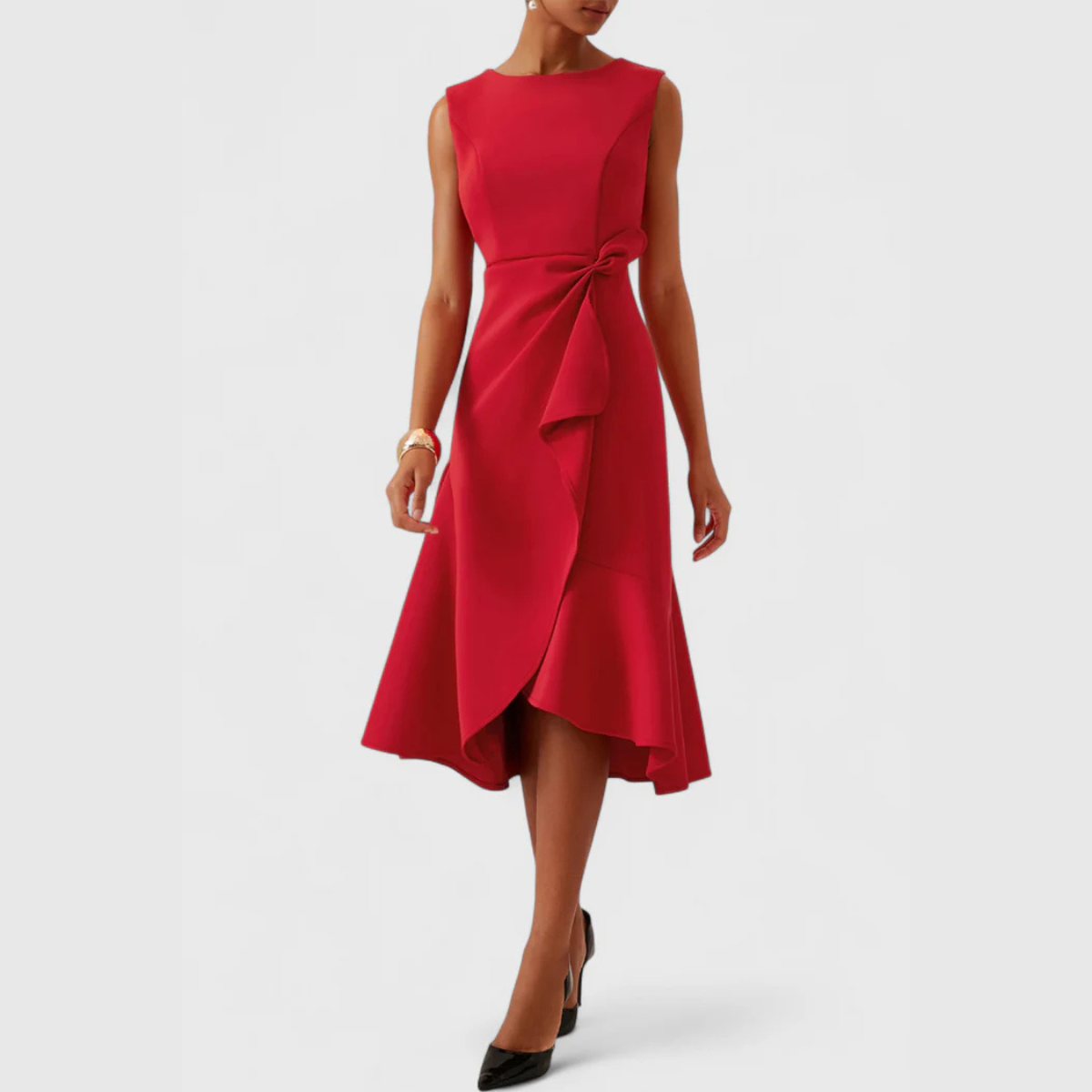 Image of Delilah | Women's Sleeveless Wrap Midi Dress