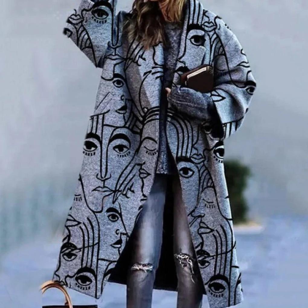 Women's Long Autumn Coat Warm Wool Blend