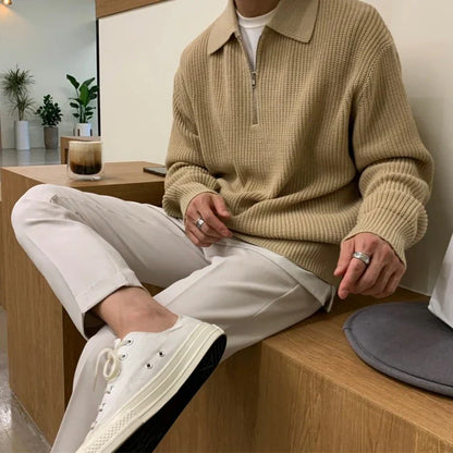 Men's Quarter Zip Sweater Textured Knit - Vonnera