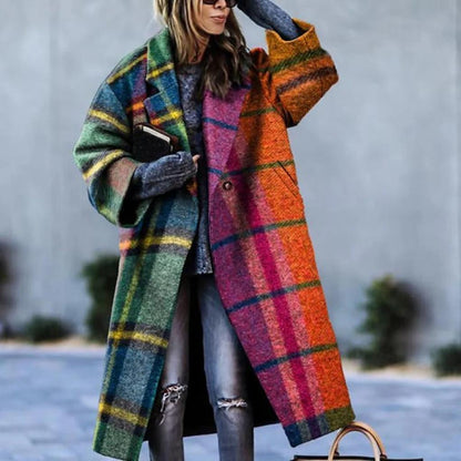 Women's Long Autumn Coat Warm Wool Blend Beige - Vonnera