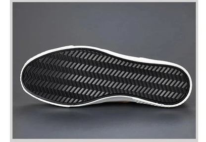 Men's Slip-On Sneakers Side Zipper Contrast Panels Black