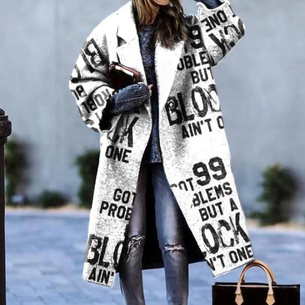 Women's Long Autumn Coat Warm Wool Blend Beige