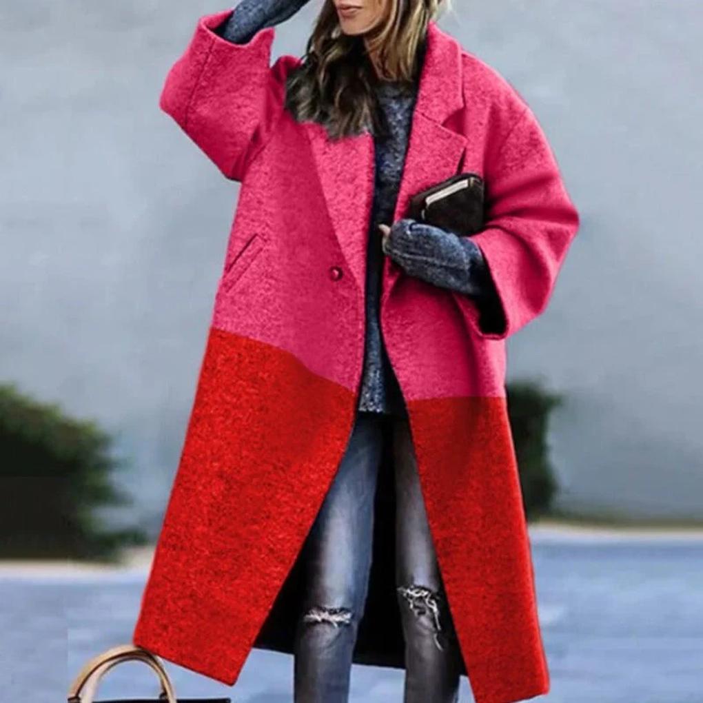Women's Long Autumn Coat Warm Wool Blend Beige
