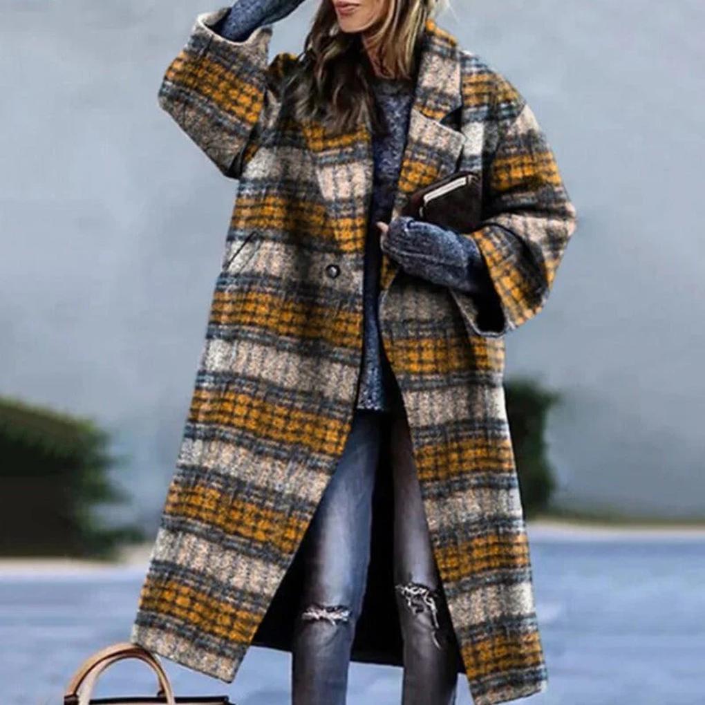 Women's Long Autumn Coat Warm Wool Blend