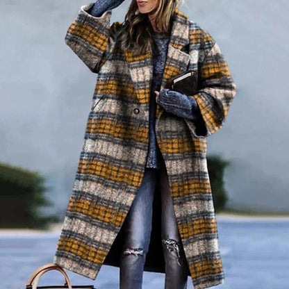 Women's Long Autumn Coat Warm Wool Blend Beige
