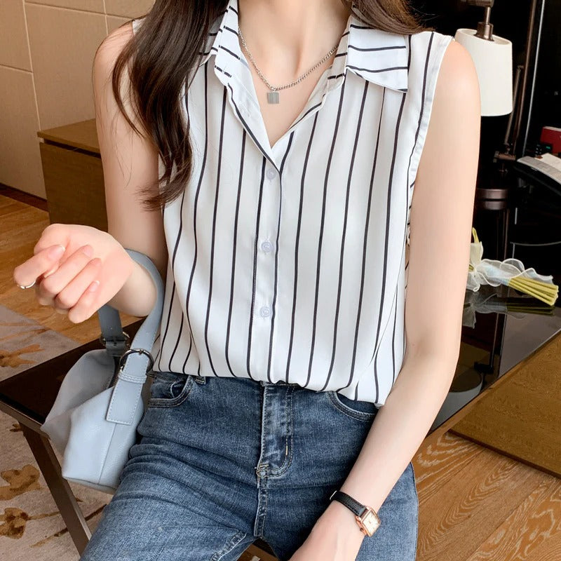 Women's Sleeveless Button Down Blouse - Vonnera